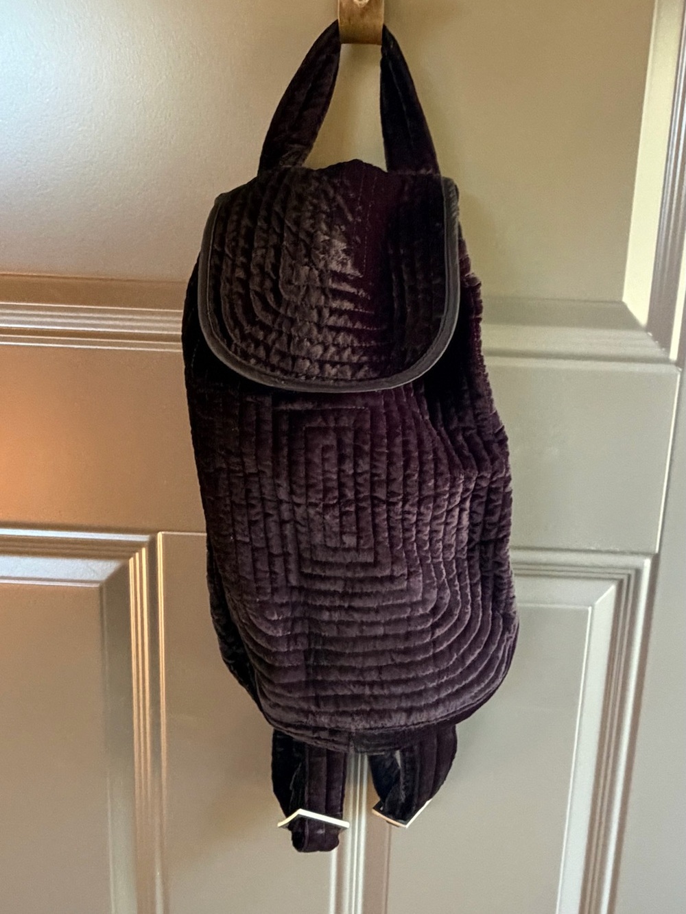 Vintage J.Jill Black Quilted Velvet Women's Backpack